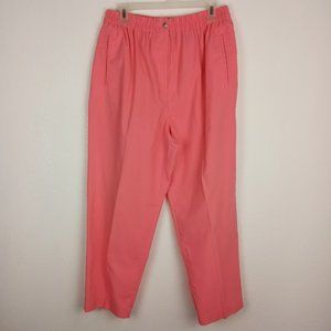 Karen Scott Women's Pink Pants Size 16 Stretch Elastic Waist Front Pockets